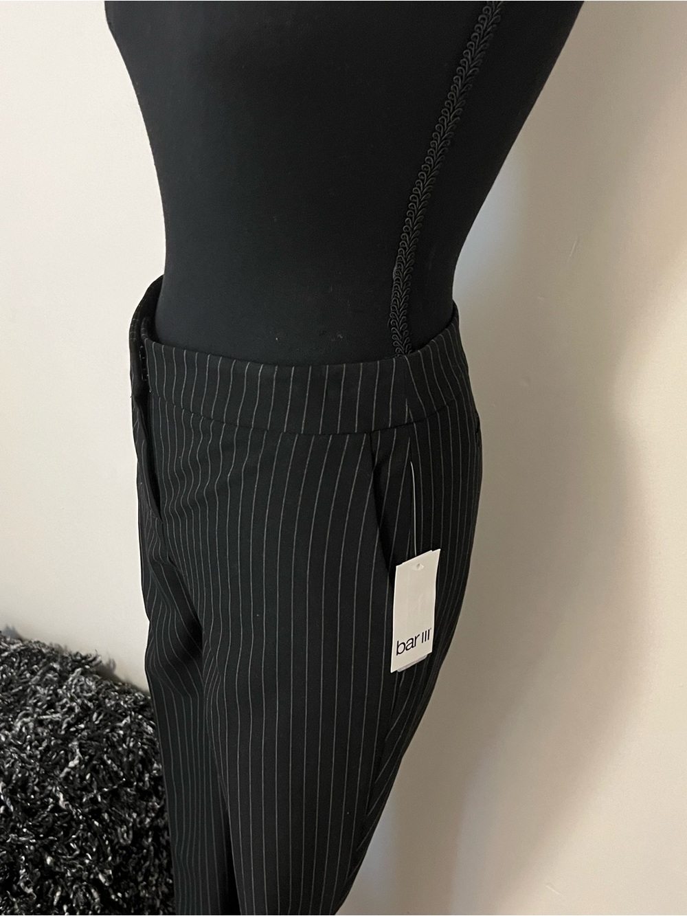 Bar III Black Pinstripe Double-Breasted Blazer - Picture 5 of 13